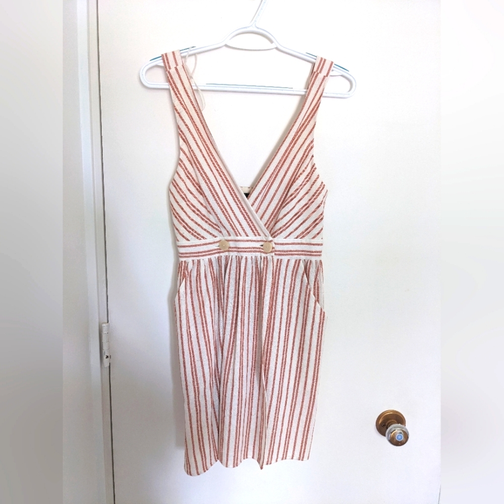Summer stripe wrap dress in red and white